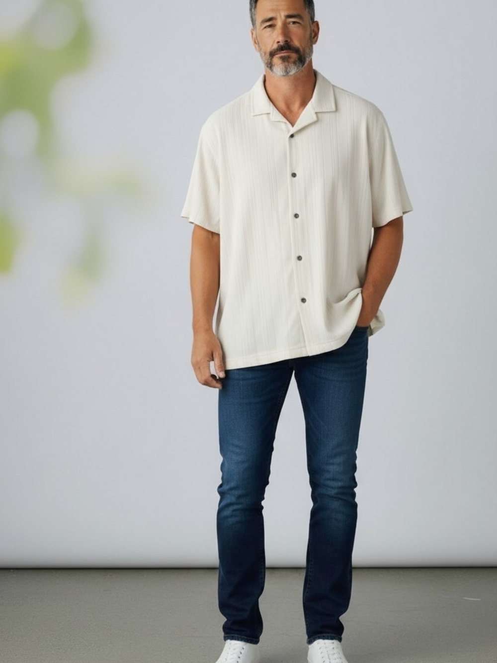 Christian Lacroix Cream Short-Sleeve Button-Front Camp Shirt Size XXL